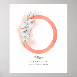 O Bokstavsmonogram Vita orkidéer och Pampasgräs Poster