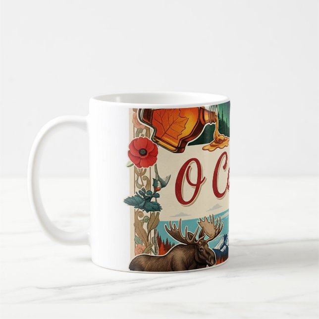 O Canada Collage – Vintage Patriotic  Kaffemugg (Vänster)