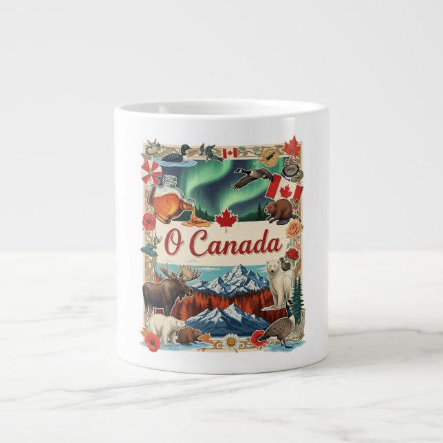 O Canada Collage – Vintage Patriotisk  Jumbo Mugg (Framsidan)
