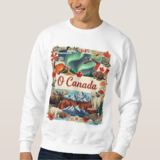 O Canada Collage – Vintage Patriotisk T-Shirt Lång Ärmad Tröja