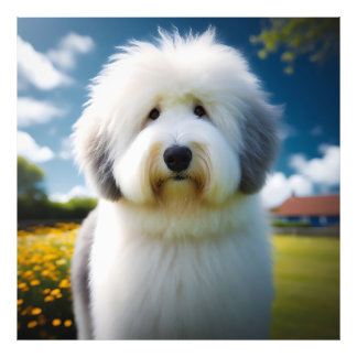 O Charme de um Old English Sheepdog em lindo dia. Fototryck