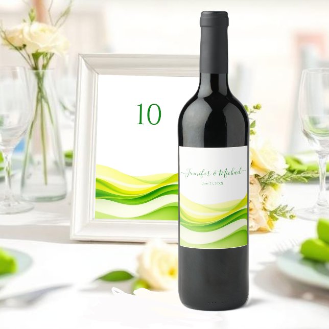 Ö Citrus Grön och Gul Vinflaska Etikett (Island Citrus Green and Yellow Wine Label )