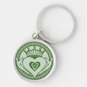 O Claddagh Rund Silverfärgad Nyckelring