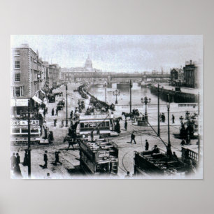 O Connell överbryggar och floden Liffey, Dublin Poster