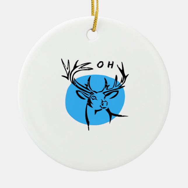 O Dear Oh Dear Blue Whimsical Aesthetic Julgransprydnad Keramik (Framsidan)