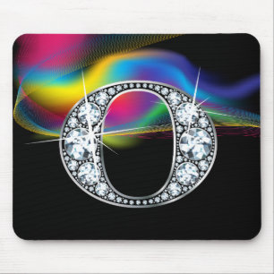 "O" Diamond Bling med Rainbow Swirl Mousepad Musmatta
