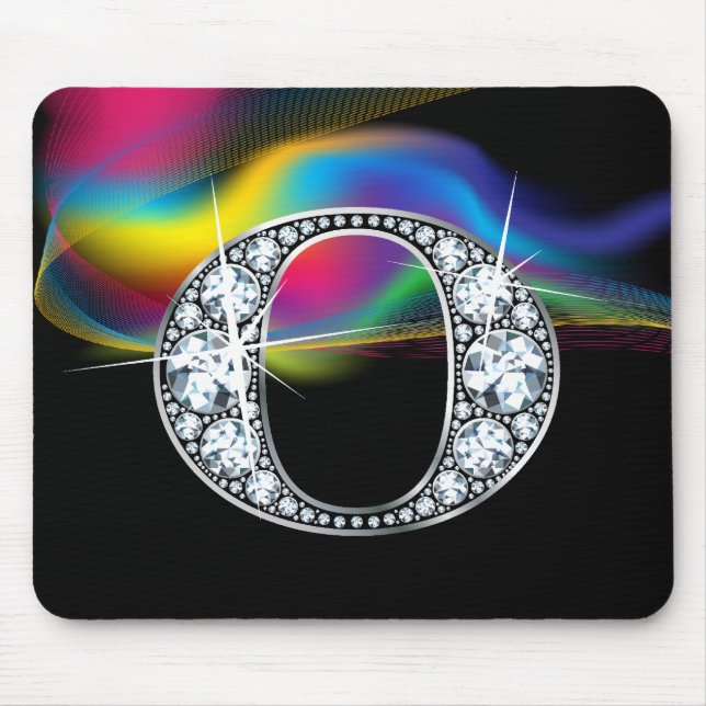 "O" Diamond Bling med Rainbow Swirl Mousepad Musmatta (Framsidan)