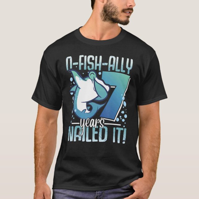 O-Fish-Ally 7-Year Old Shark 7:e Birthday Boy Hamm T Shirt (Framsida)