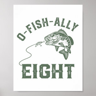 O-fish-ally Åtta Födelsedagsdekorationer 8:e Födel Poster
