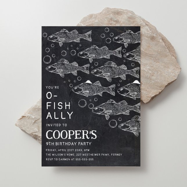 O-Fish-Ally Chalkboard Fishing Birthday Inbjudningar (Skapare uppladdad)