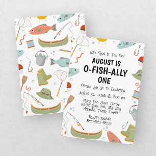 O-Fish-Ally Ett Födelsedagsfirande för Barn 1 År Inbjudningar