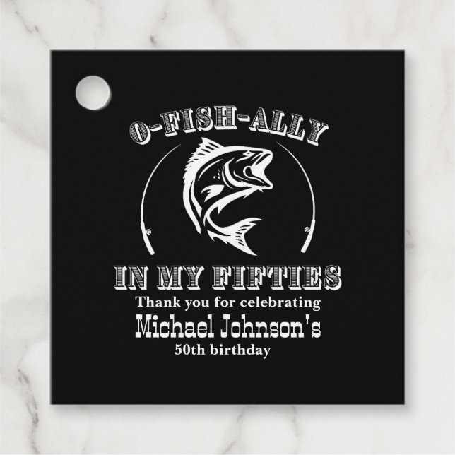 O-fish-ally i 50:e Födelsedagsfesten Gåvor Etiketter (Framsida)