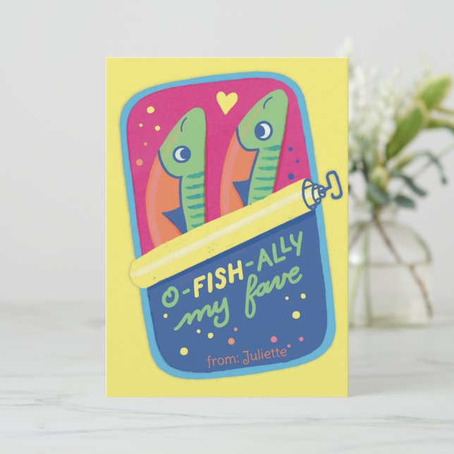 O-fish-ally My Fave - Valentine Holiday Julkort (Stående Fram)