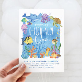 O-fish-ally One Birthday Call for any age Inbjudningar