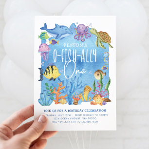O-fish-ally One Birthday Call for any age Inbjudningar