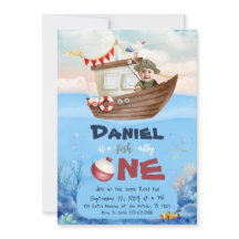 O-fish-ally One Fishing 1st Birthday bjudande