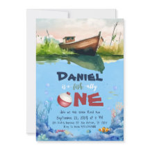 O-fish-ally One Fishing 1st Birthday bjudande