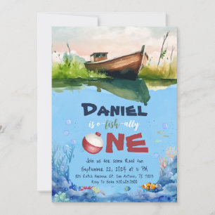 O-fish-ally One Fishing 1st Birthday bjudande Inbjudningar
