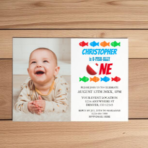 O-Fish-Ally One Fishing 1st Birthday Inbjudningar