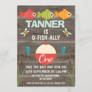 O-fish-ally One Fishing Birthday bjudande Inbjudningar