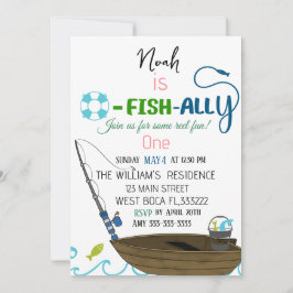 O-Fish-Ally One Fishing Birthday-inbjudan Julkort