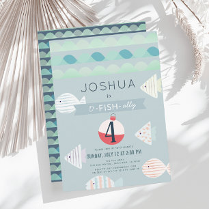 O-fish-ally One Fishing Boy Birthday-inbjudan Inbjudningar