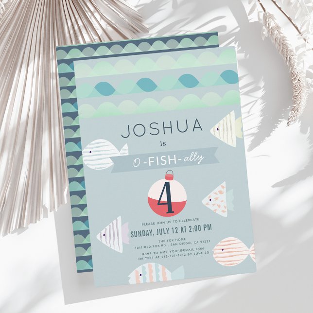 O-fish-ally One Fishing Boy Birthday-inbjudan Inbjudningar (Skapare uppladdad)