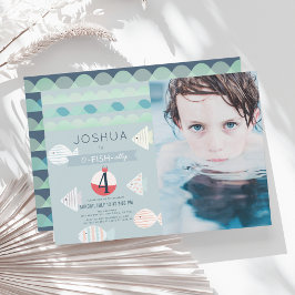 O-fish-ally One Fishing Boy Birthday Photo Inbjudningar