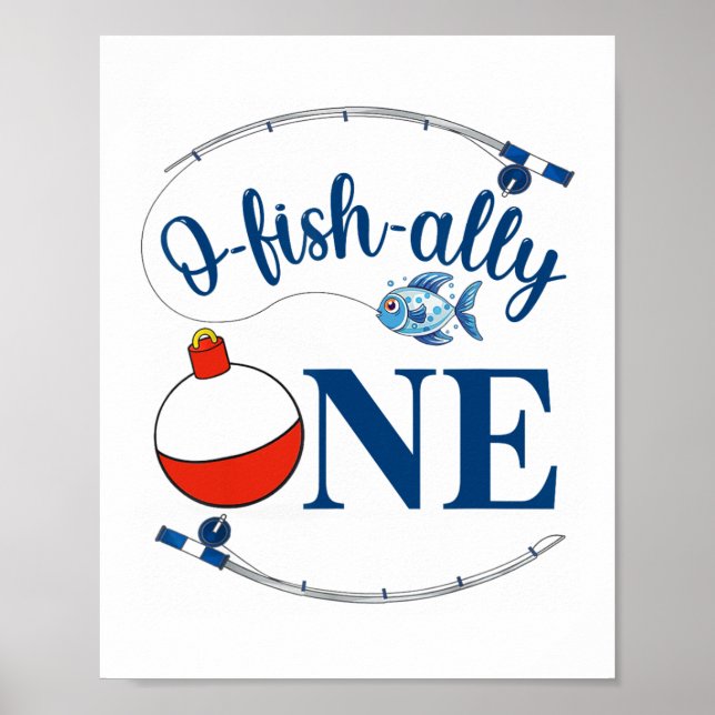 O-fish-ally One Fishing Boy First Birthday Ofishal Poster (Framsidan)