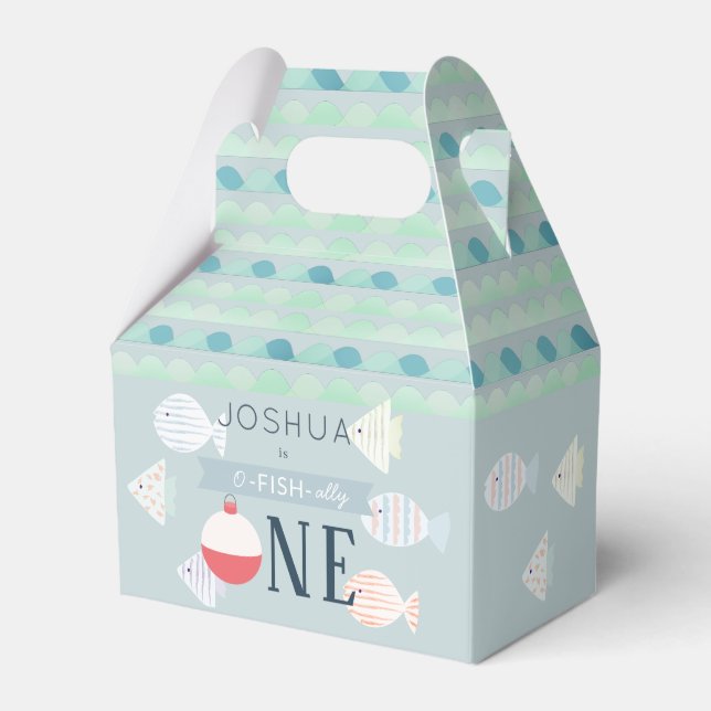 O-fish-ally One Fishing Boy Turcos Birthday Presentaskar (Framsidan Sidan)