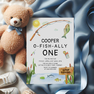 O-Fish-Ally One Rustic Fishing 1st Birthday Inbjudningar
