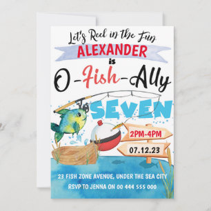 O-Fish-Ally Seven Fishing 7:e Birthday Boy Inbjudningar
