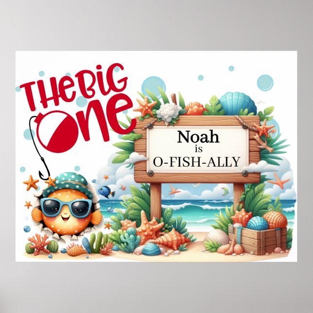 O-Fish-Ally the Big One Fishing Birthday Poster (Framsidan)