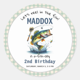 O-Fish-Ally Two Fishing 2nd Birthday Runt Klistermärke