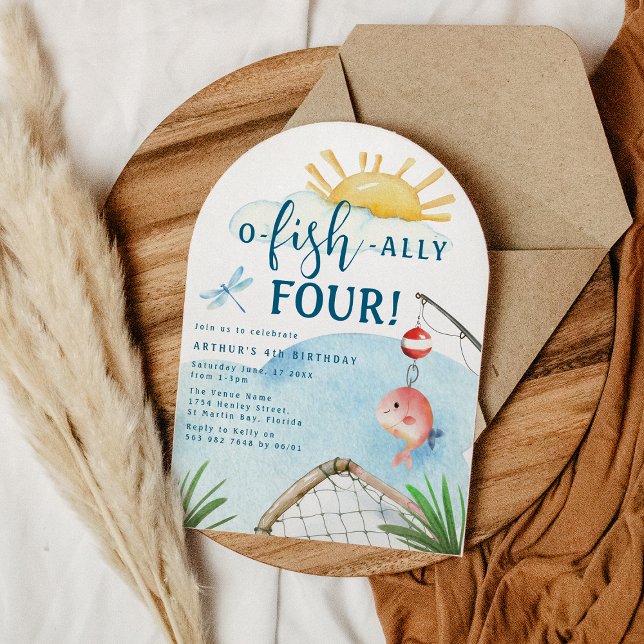 O Fisk Alla Fyra! | 4-års födelsedagsfest Inbjudningar (Skapare uppladdad)