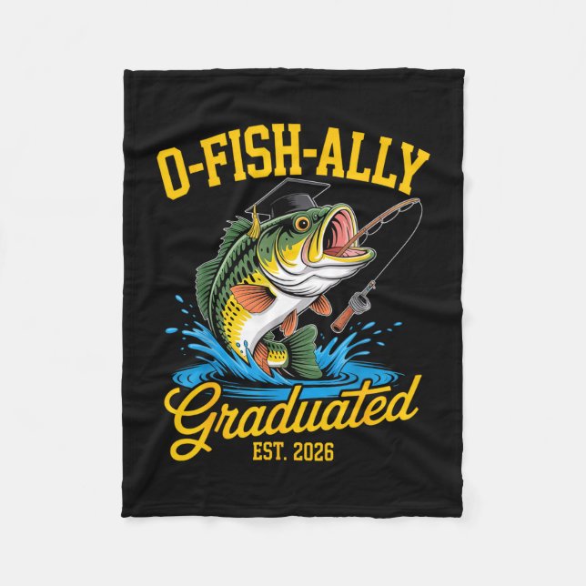 O fisk allierad examen 2026 rolig fiske fleecefilt (Framsidan)