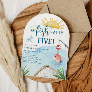 O Fisk Allierad Fem!   5-års födelsedagsfest Inbjudningar