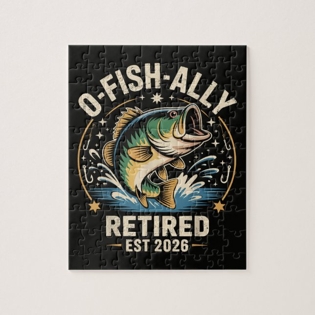 O-Fisk-Allihopa Pensionerad 2026 Fiskare Fiske Pussel (Vertikal)