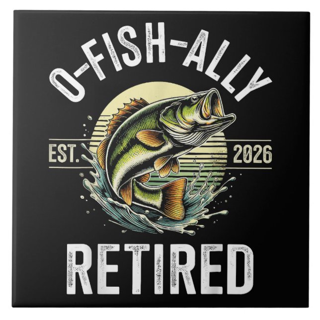 O-Fisk-ally Pensionerad 2026 Fiskare Fiske Kakelplatta (Framsidan)