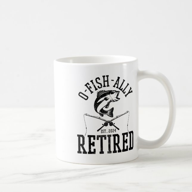 O-fisk-ally Pensionerad Rollig Fiskande Fiskare Pe Kaffemugg (Höger)