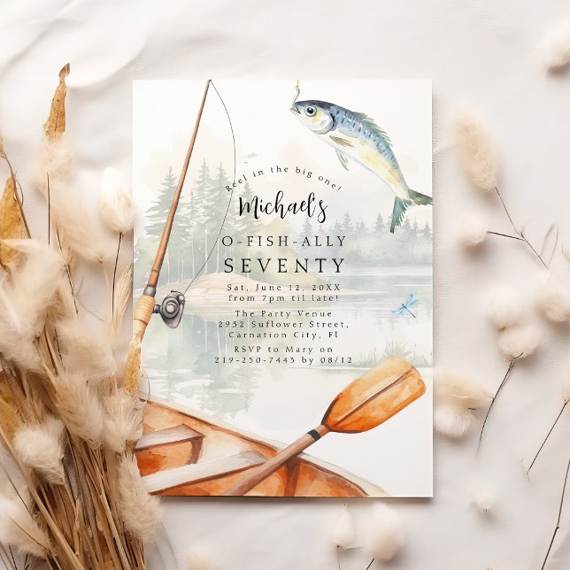 O-Fiskally-fiske som omfattas av 70:e Födelsedagsf Inbjudningar (Skapare uppladdad)
