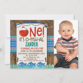 O Fiskar ett foto födelsedagsfest inbjudan