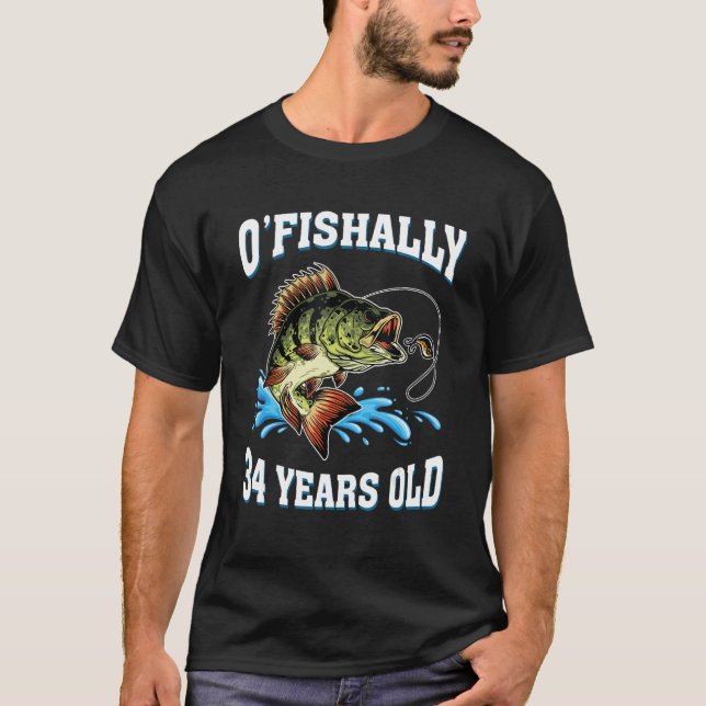 O Fiskefartyg 34 år gammal fiskare 34:e bir T Shirt (Framsida)