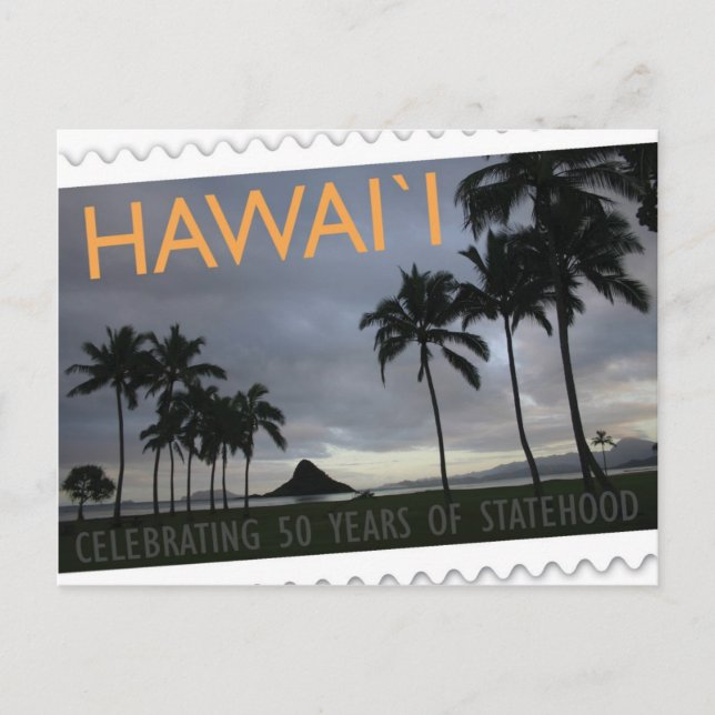 Ö för vykort för årsdag för Hawaii statehood 50th (Framsida)