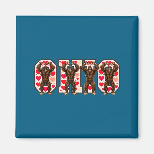 O-h-i-o Funny Bigfoot Ohio In Midwestern Valentine Magnet (Framsidan)