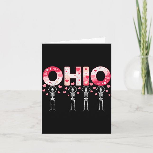 O-h-i-o Funny Skeletons Ohio In Midwestern Valenti Kort (Framsida)