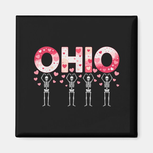 O-h-i-o Funny Skeletons Ohio In Midwestern Valenti Magnet (Framsidan)