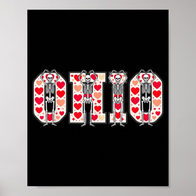 O-h-i-o Funny Skeletons Ohio In Midwestern Valenti Poster (Framsidan)