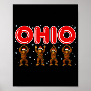 O-h-i-o Rolig Bigfoot Ohio Vintage Jul I Julstämni Poster