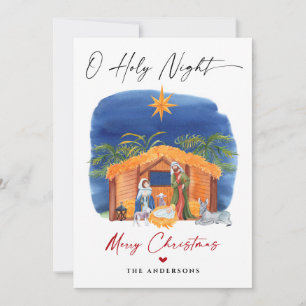 O Heliga Fotokort för Nativitetscen nattetid